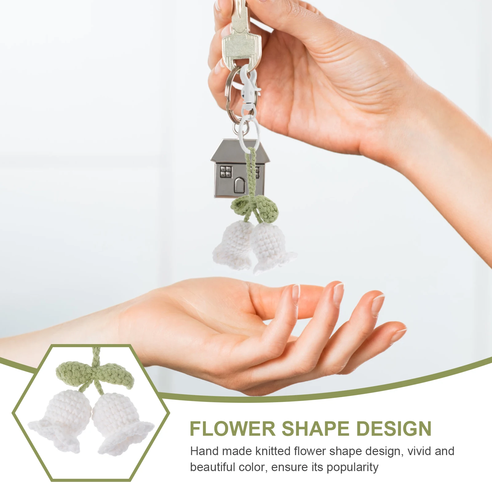 

Creative Flower Key Chain Lightweight Knitted Pendant Bag Decor Key Ornament Woven Accessory Gift Decoration Durable Handmade