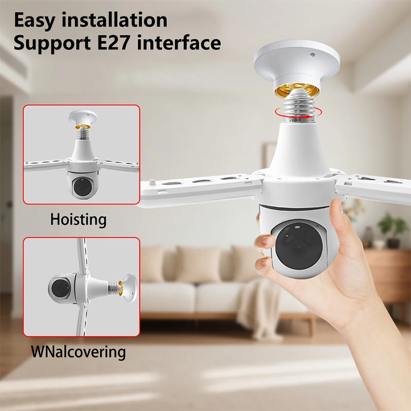 Kamera WIFI Bohlam E27 5MP HD PTZ Audio Dua Arah Lampu Sorot Penglihatan Malam Video Keamanan Kamera Pengintai CCTV 10X Zoom Aplikasi ICSEE