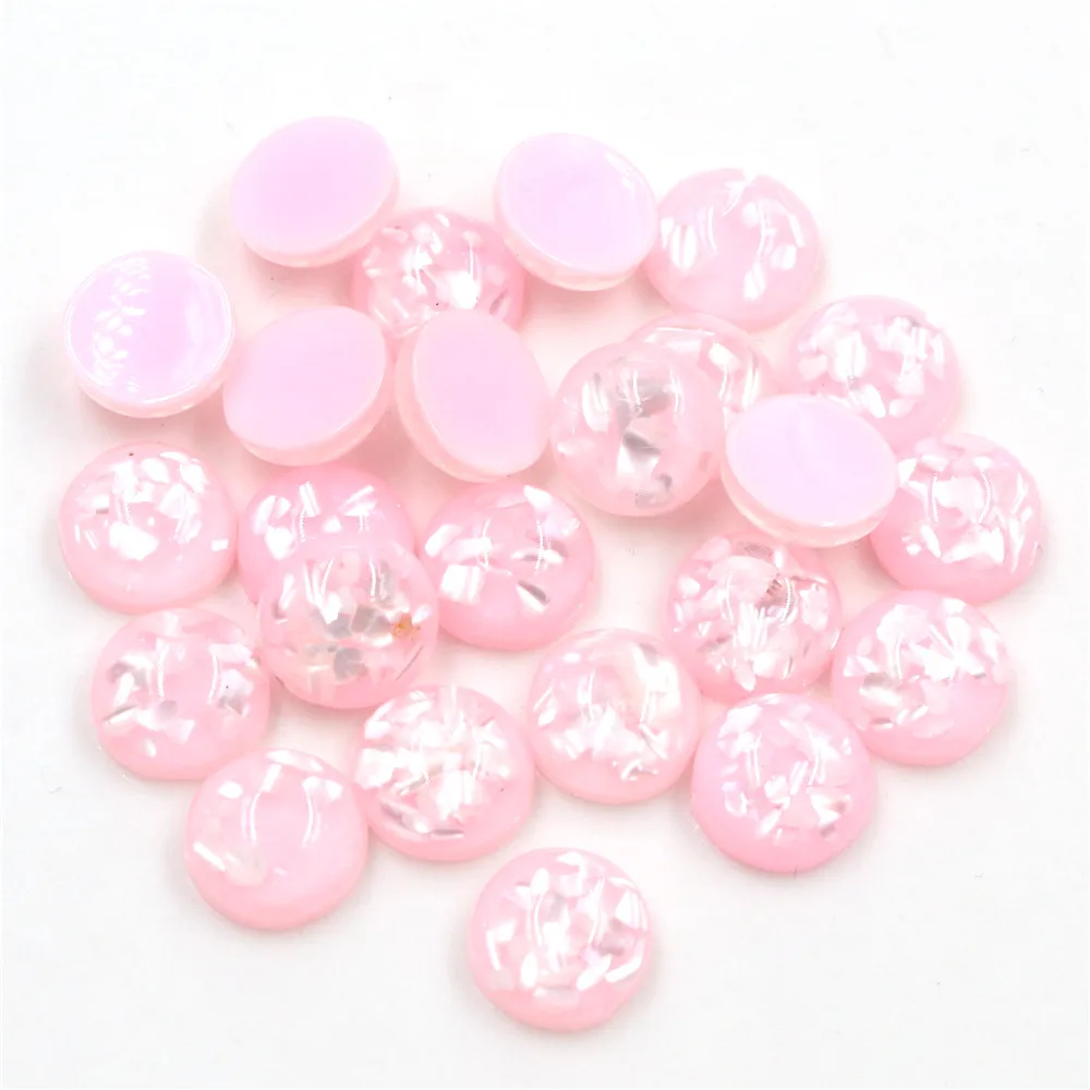 Nowy styl 40 sztuk 8/10/12mm 4 kolory wbudowany w prawdziwym muszle Style mieszkanie powrót kaboszony z żywicy Fit 8/10/12mm Cameo baza Cabochons — zdjęcie 6