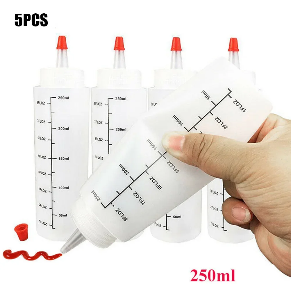 5pcs for Squeeze Bottle 250ml Plastic Easy Squeezy Restaurant Anti-fall Salad