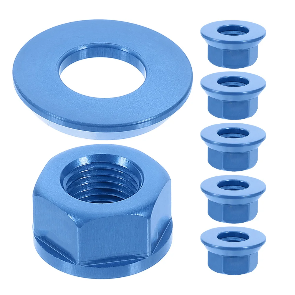 

6pcs Bicycle Hub Nuts Aluminum Alloy Blue For Fixed Gear Road Mountain Bike Front Rear Wheel Bike Parts Flanged Axle Nut