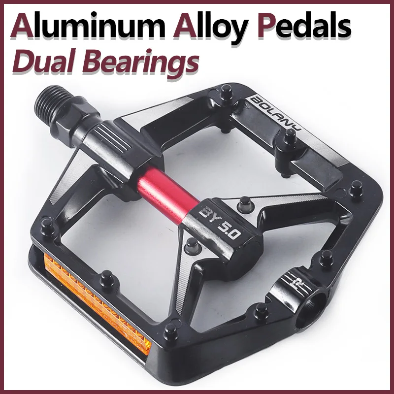 BOLANY Mtb Platform Pedals Bicycle Reflective Aluminum Alloy Mountain Bike Pedal Flat Pedal Dustprood Seal Double Bearing