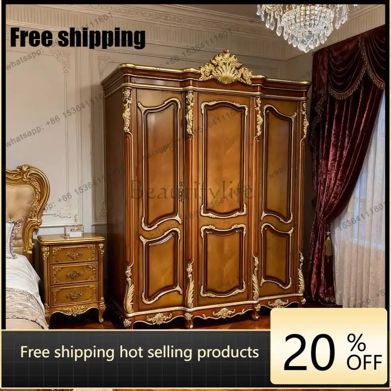 LJY Decoration Brown Wardrobes Closet Wooden Tall Long Sliding Space Wardrobes Storage Cute Saving Guarda Roupas Furniture For H