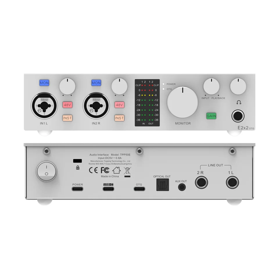 NEW TOPPING E2x2 OTG Professional audio interface 2 in 2 out sound