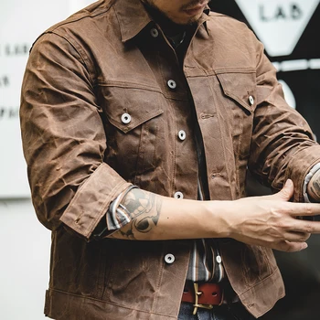 Maden Amekaji Retro Male Oil Waxed Jacket Canvas Cotton Khaki Military Uniform Light Casual Work Safari Style Coats Man Clothing 3 Maden Amekaji Retro Male Oil Waxed Jacket Canvas Cotton Khaki Military Uniform Light Casual Work Safari Style Coats Man Clothing 3