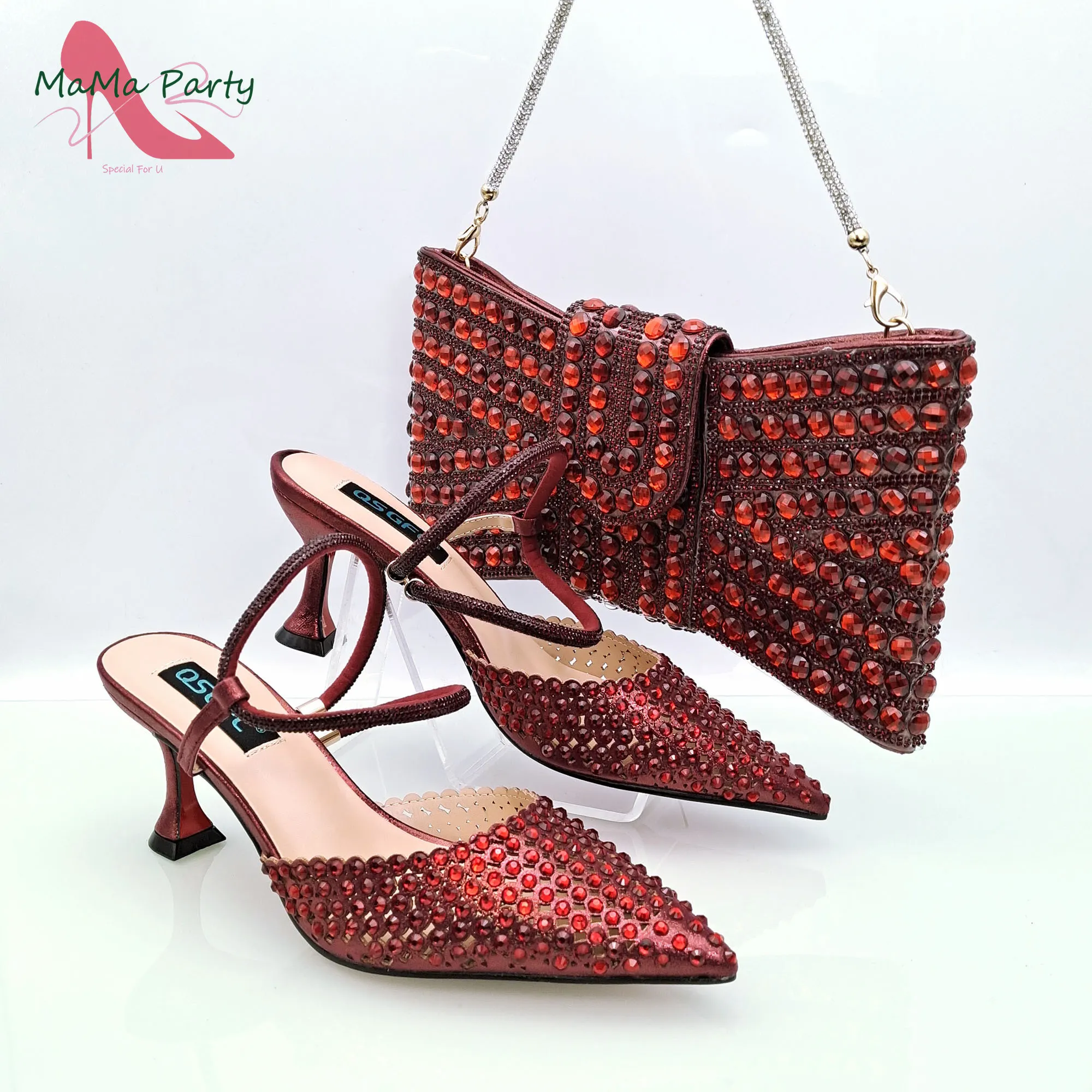 Autumn New Arrivals Italian Design Women Matching Shoes and Bag Set in Silver Color High Quality Pumps for Garden Party image 2