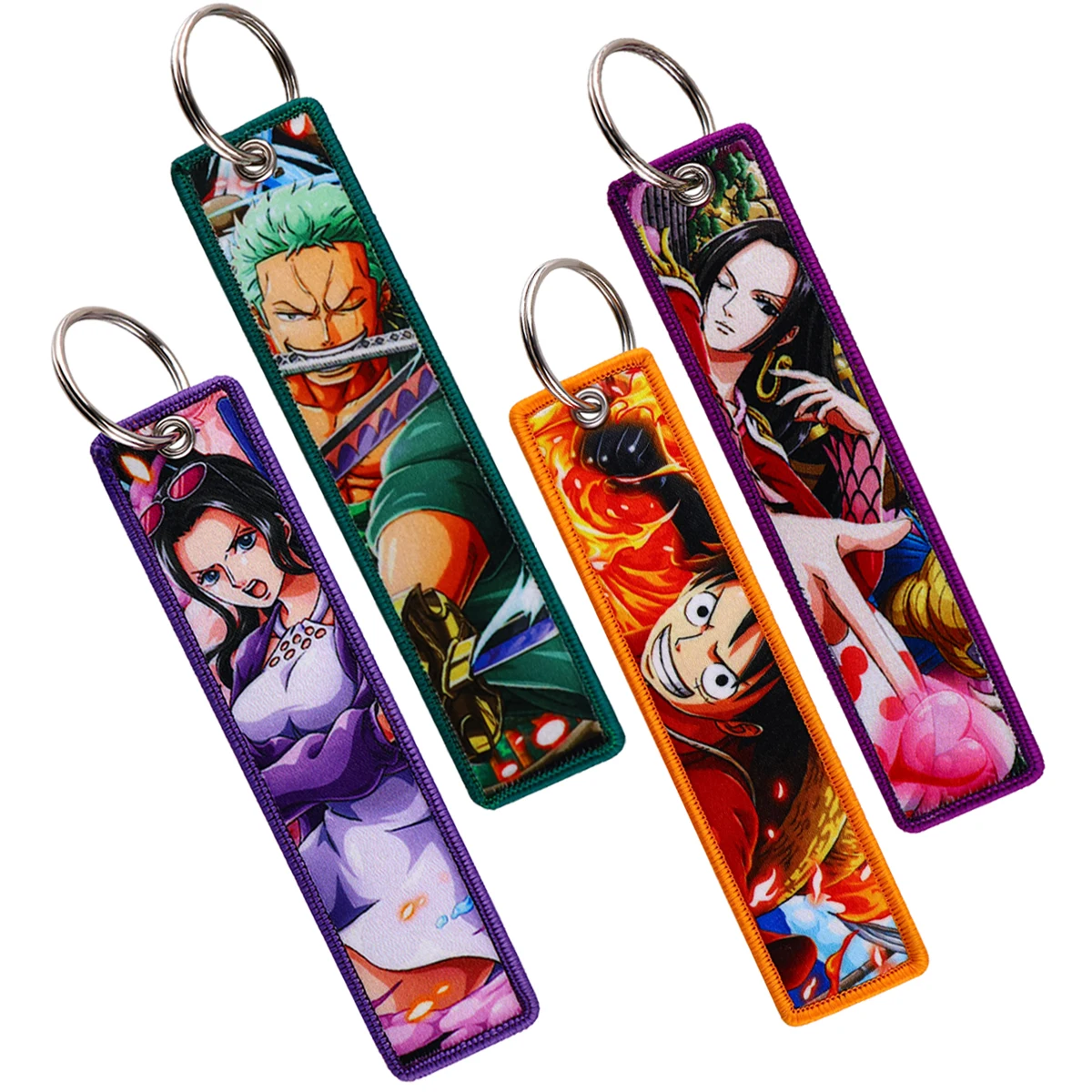 Anime Pirates Embroidery Key Fobs Key Tag Keychain For Car Keys Backpack Women Men Key Ring Holder Chaveiro Jewelry Accessories