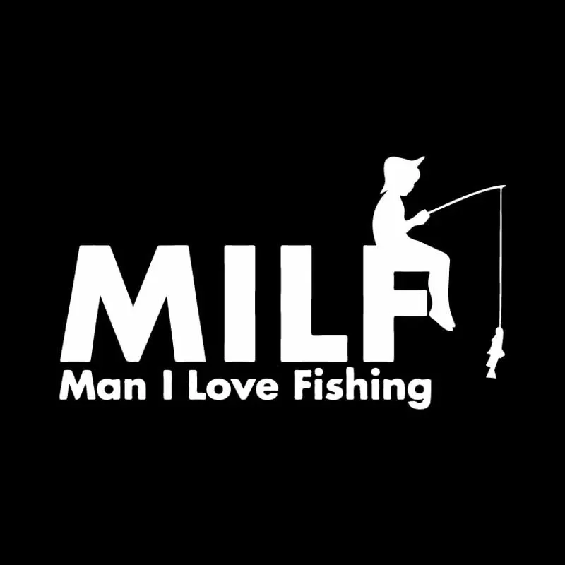 

Black/Silver 15.7CM*8.9CM Milf Man I Love Fishing Fish Funny Car Sticker Vinyl Decal Decorative Accessories