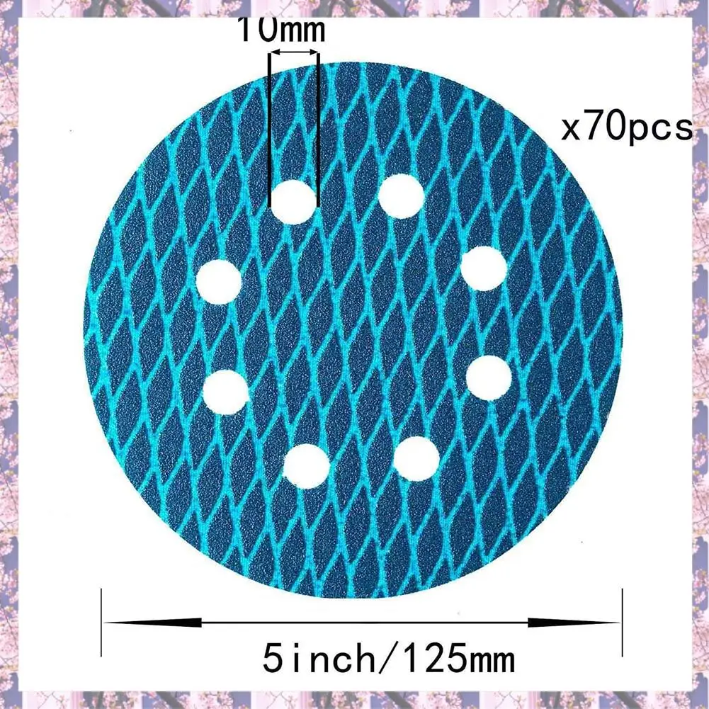 

2025 Trend 70Pcs Orbital Sander Sandpaper 5 Inch 8 Hole Sanding Disc Sand Paper 320 Grit For Anti Blocking Rhombus Sanding Discs