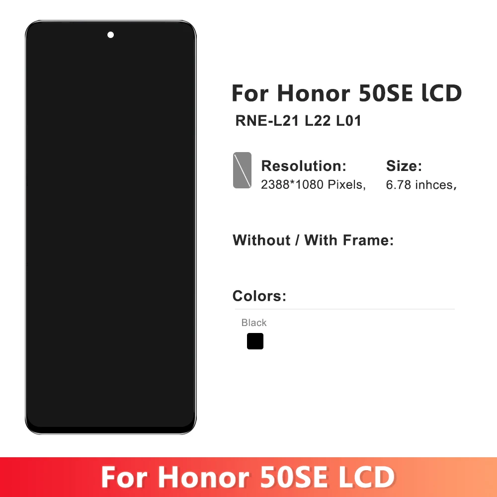 Display For Honor 50 SE Replacement with Frame, LCD For Huawei Nova 9 SE 5G Touch Screen JLH-AN00 Digitizer Assembly