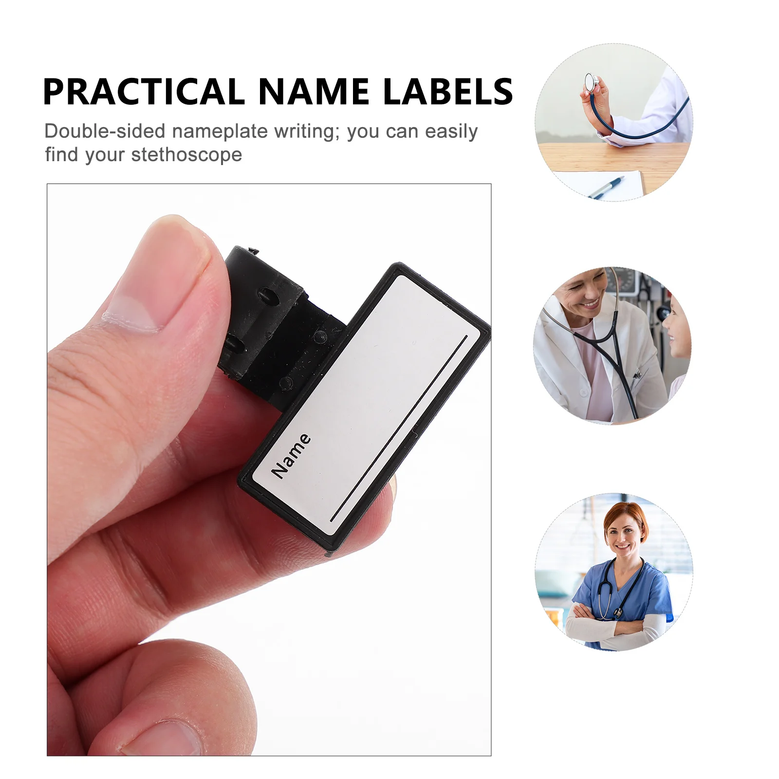 12pcs Stethoscope Name Labels Multi functional Tags Two side Writing Medical Teaching Tools ABS Plastic