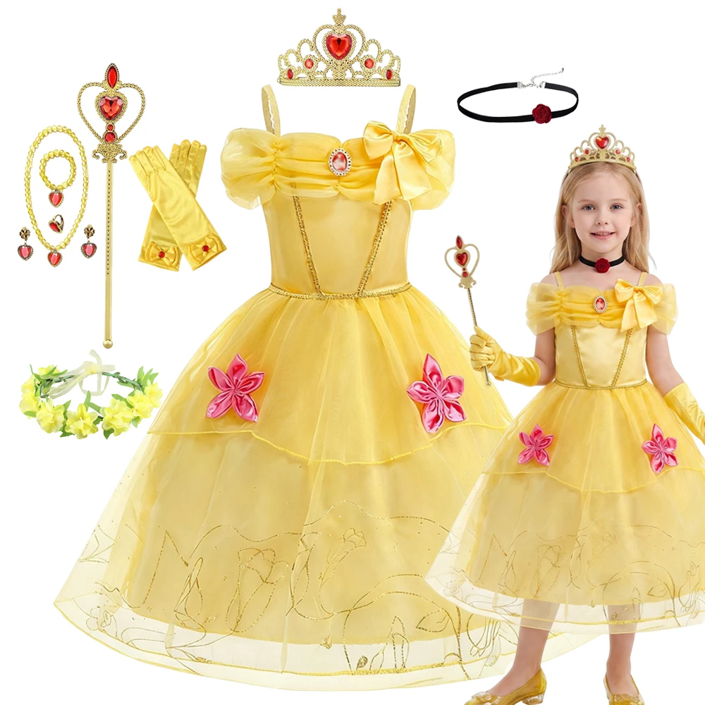 Girls Halloween Cosplay Costume Princess Dress Birthday Gift Vestidos Carnival Party Children Kids Dress