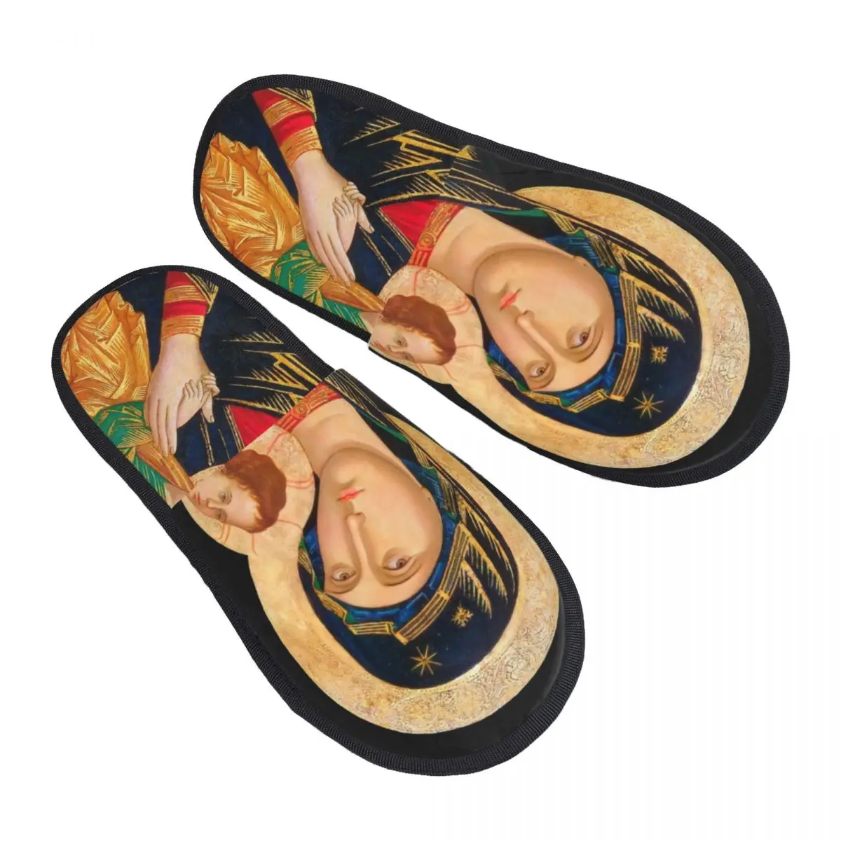 Custom Our Lady Of Perpetual Help Cozy Scuff With Memory Foam Slippers Women Catholic Virgin Mary Spa House Shoes