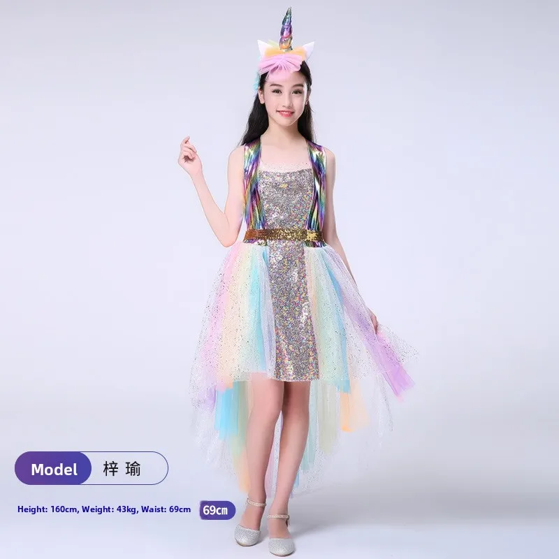 orn Dr Adult Women's Performance Costume loween Rainbow Princ Skirt Stage Outfit Polyester Fiber 00% Ladies Cos...