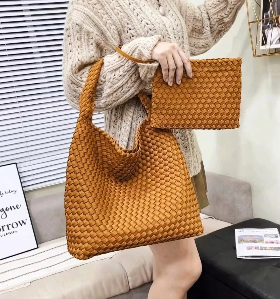 Casual Tote Bag Handmade Woven Bag Neoprene Bag Luxury Designer Lady Bags For Woman