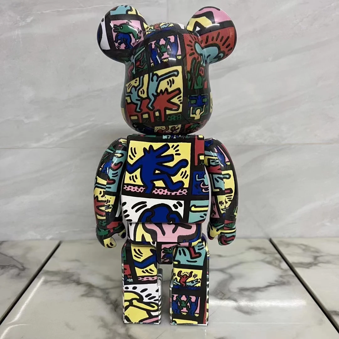 Bearbrick-Ours en peluche Harlem en plastique ABS, décoration de bureau, pun@ RBRICK, 28cm de haut, cadeau tendance pour la journée de Léon, beurre, 400%