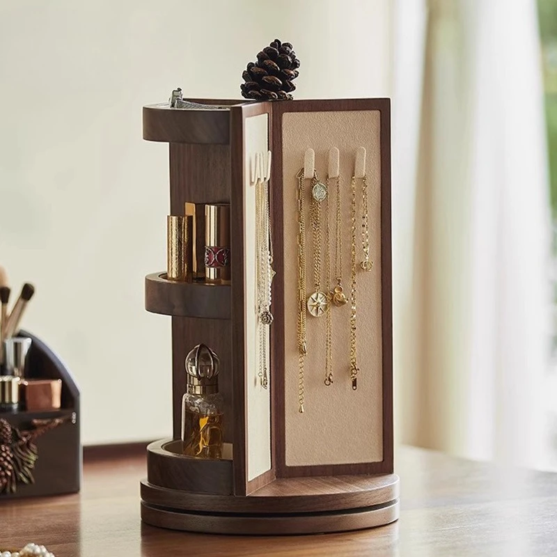 

American retro desktop storage box rotatable multi-layer lipstick skin care products cosmetics jewelry rack