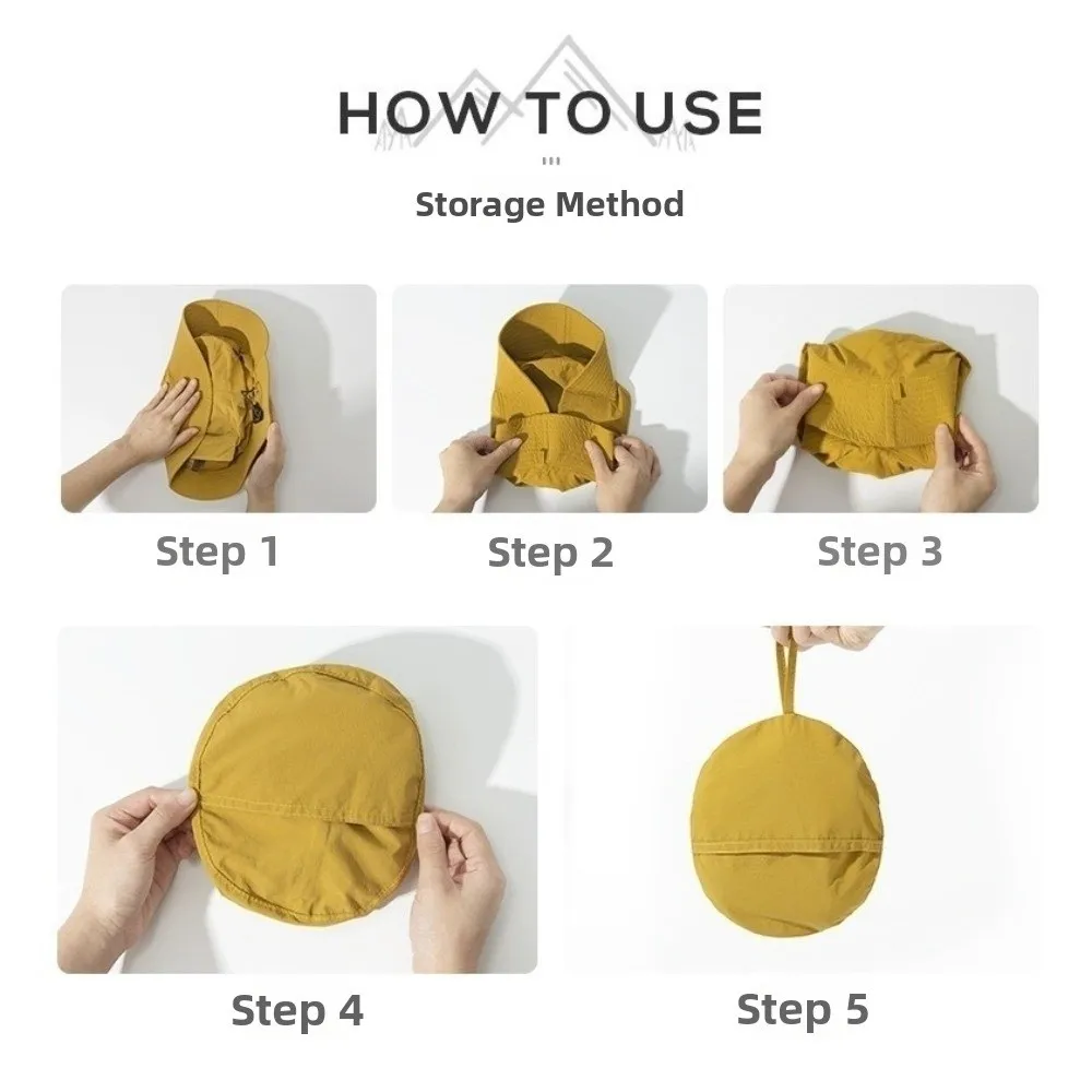 Anti-UV Foldable Bucket Hat Breathable Pocket Design Waterproof Sun Hat Polyester With Storage Bag Sun Protection Hat Summer