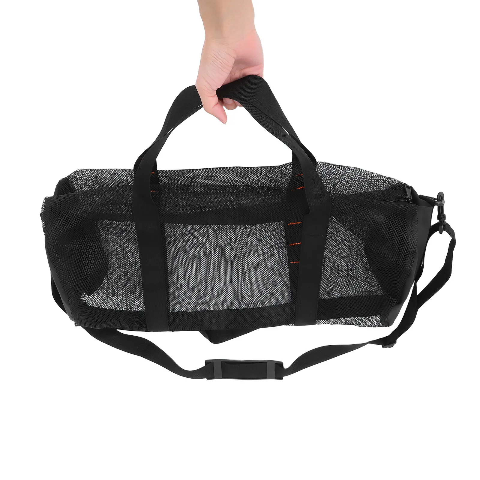 Cylindrical Mesh Beach Bag for Swimming Diving Snorkeling Outdoor Activities Quick Dry Lightweight Large Capacity Travel Swim