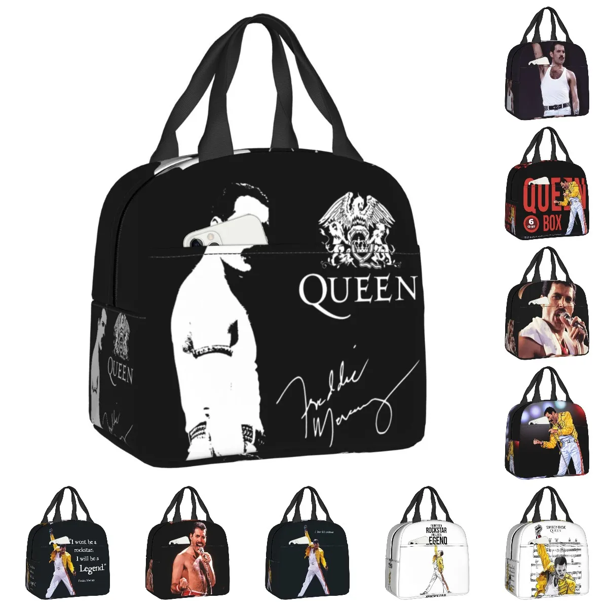 

Band Queen Freddie Mercury Insulated Lunch Tote Bag for Women Rock Singer Portable Thermal Cooler Bento Box School