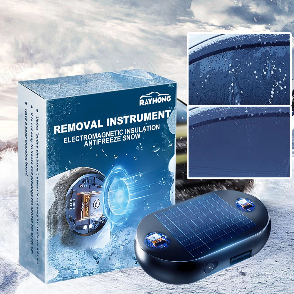 Solar/USB Car Window Glass Anti-ice Snow Remover Active Electrons Winter Deicing Device Molecular Interference Snow Remover