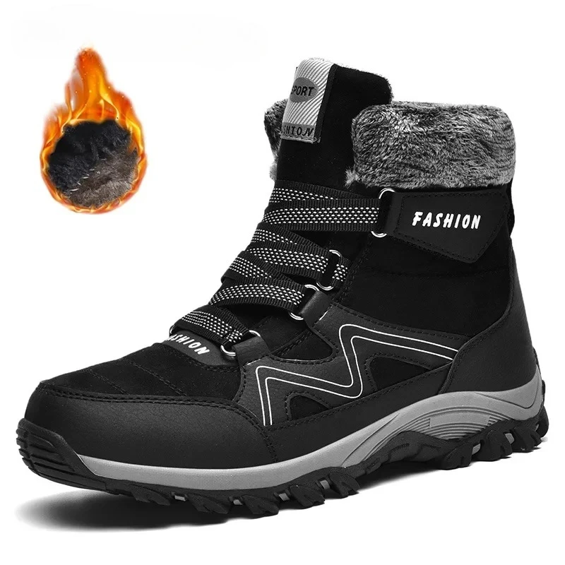 

Новые теплые плюшевые зимние ботинки, высокие мужские ботинки, зимняя походная обувь больших размеров, уличные нескользящие ботильоны, мужские зимние кроссовки