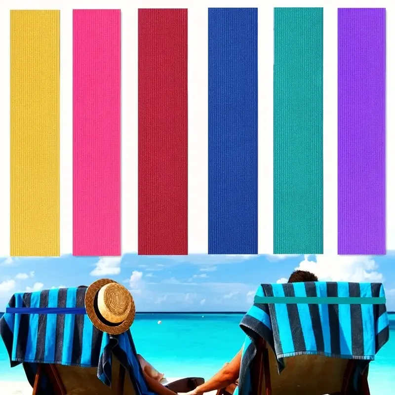 4Pcs Towel Bands for Beach Chairs, Beach Towel Holder Elastic Windproof Beach Towel Clip Chair Towel Bands Straps for Beach Pool