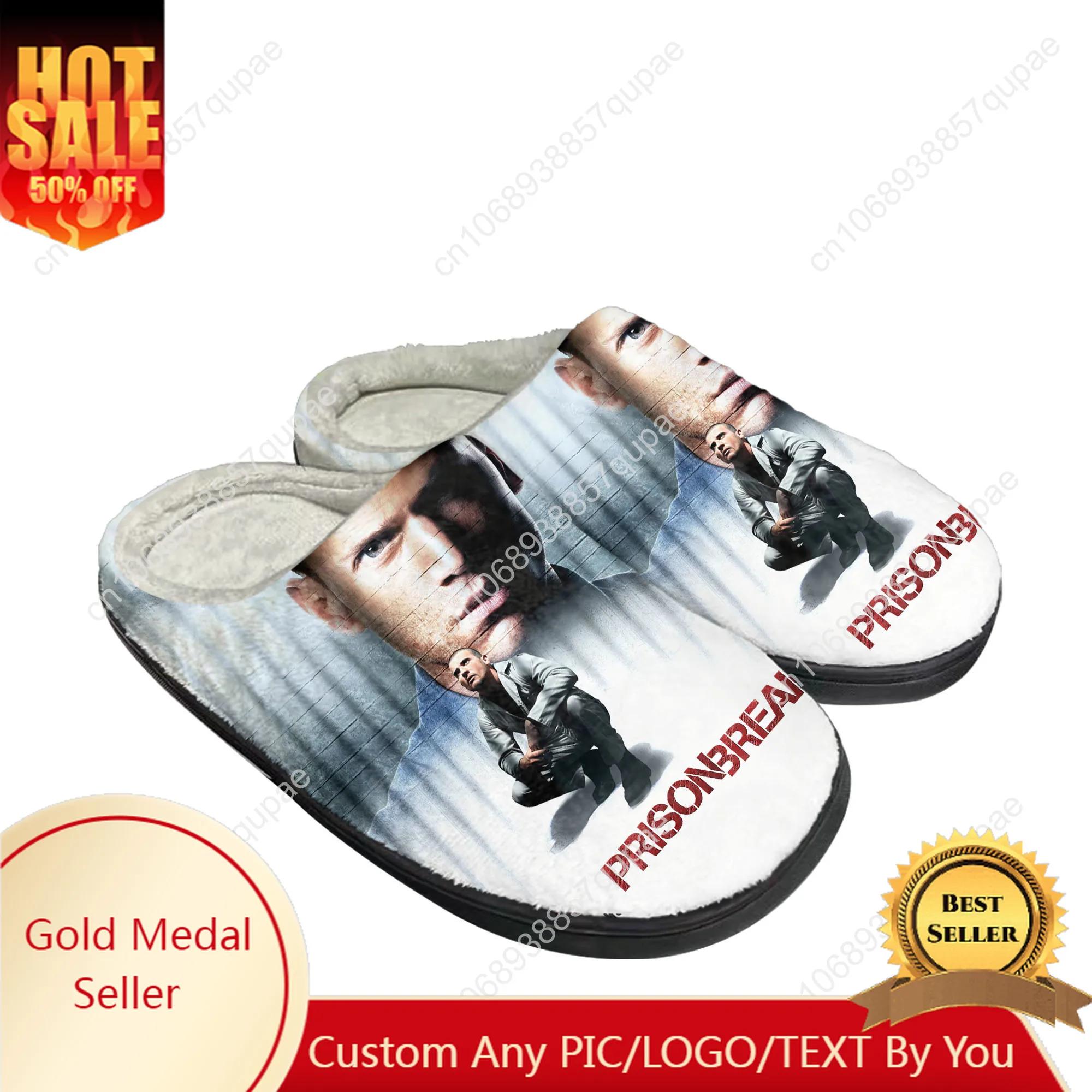 Prison Break Home Cotton Slippers Mens Womens Plush Bedroom Casual Keep Warm Shoes Thermal Indoor Slipper Customized DIY Shoe