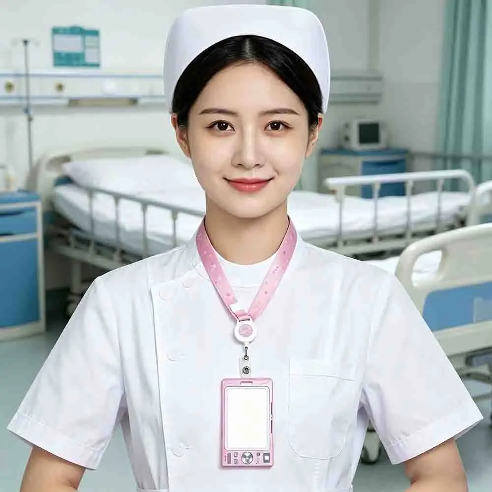 Card Sleeve Hard Plastic School Stationery Kawaii Retractable Nurse Badge Reel ID Case Cute Lanyard Clip Camera Bus Card Case