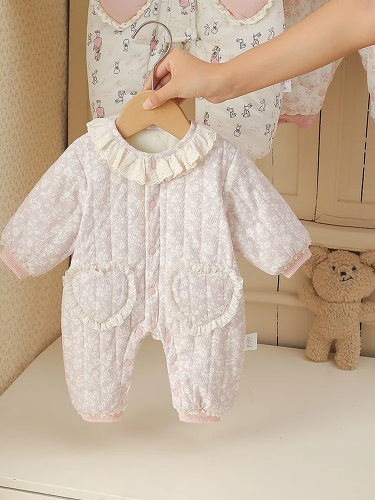 

Thiened Fce Baby Girl Winter Rer Outgoing Clothes Princ Sle Climbing Suit Newborn Cotton Clothes Korean Sle