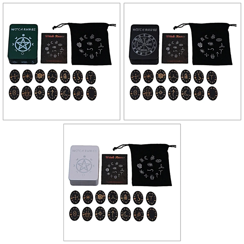 Witch Engraved Magicals Symbol Stone 14pc Card 1Bag for Spiritual Guidance