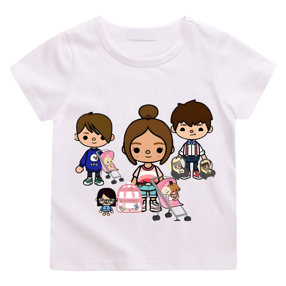 

Cartoon Anime Toca Life World Print Kids T-Shirts Manga Baby Girls Clothes Boys Summer Short Sleeve T Shirt Children Tops Y2k