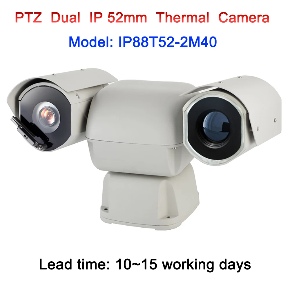 Detection 5km long range dual sensor PTZ hot spots intelligent alarm ip thermal camera with 40x auto zoom visible camera module