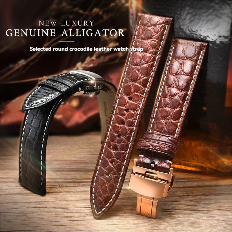 

Ремешок из натуральной крокодиловой кожи для Longines Omega Tissot Citizen Rossini Seagull, роскошная сменная застежка-бабочка