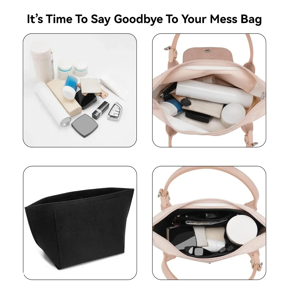 قطعة واحدة من إدراج منظم المحفظة المحمولة، حقيبة لباد خفيفة الوزن قابلة للطي للسفر، بطانة حقيبة اليد مع مقصورات، تخزين مرتب #6