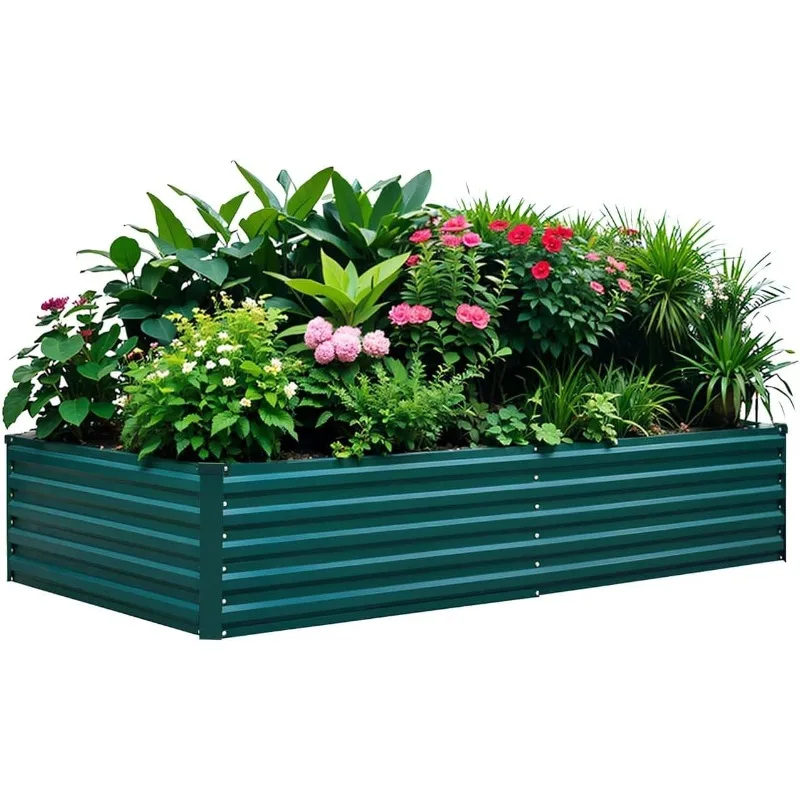 

Raised Garden Bed,Galvanized Raised Garden Beds Outdoor for Vegetables Flowers Herbs, Steel Large Deep Root Planter Box