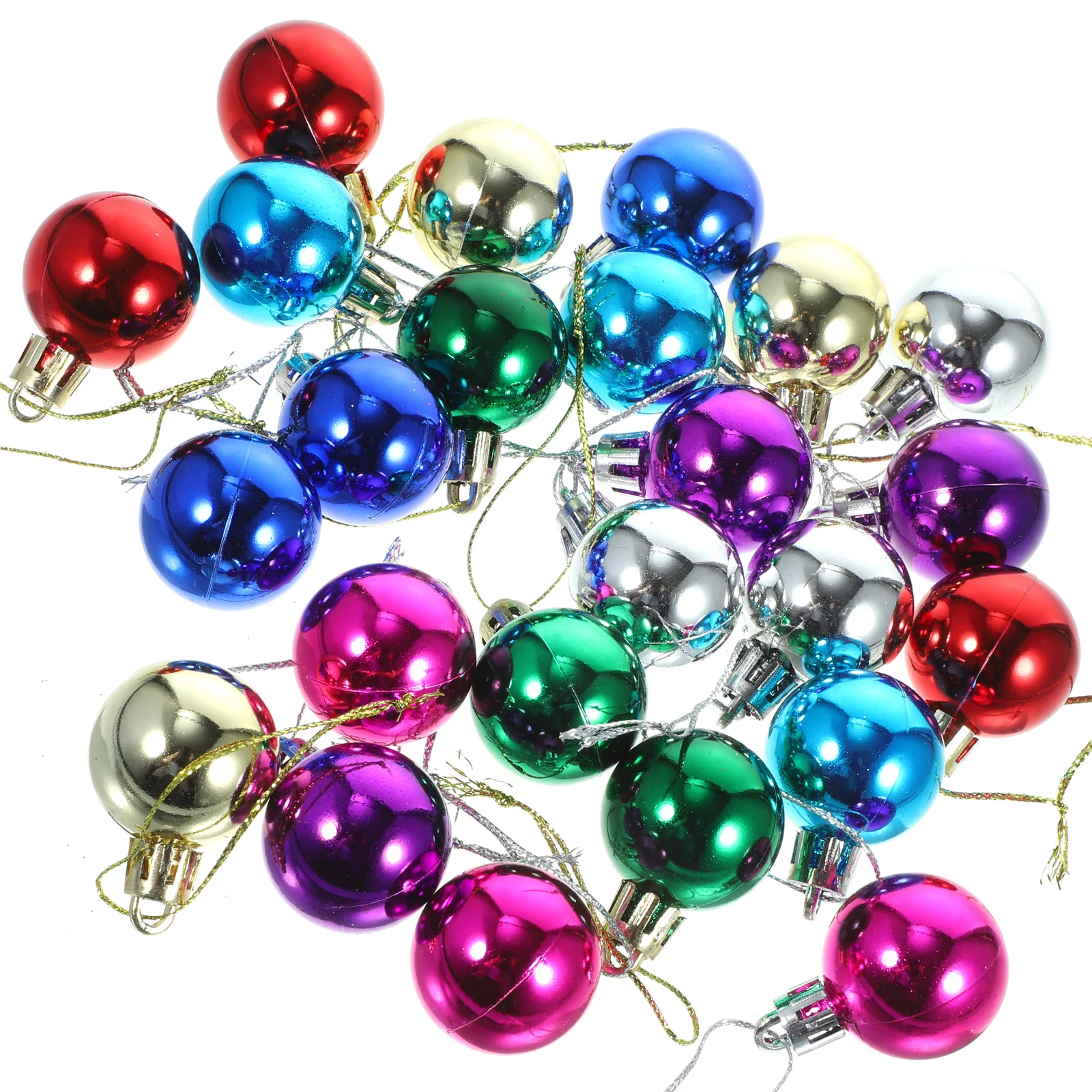 24 Pcs naments Mini Glitter Balls Colorful Tree Decoration Pendant Mix Hanging Tree Balls Decor Party Supplies