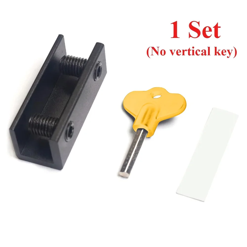 

1 шт. Регулируемый замок для раздвижных окон, установка без сверления, ограничитель из алюминиевого сплава с ключом-ключом, антивандальный ограничитель