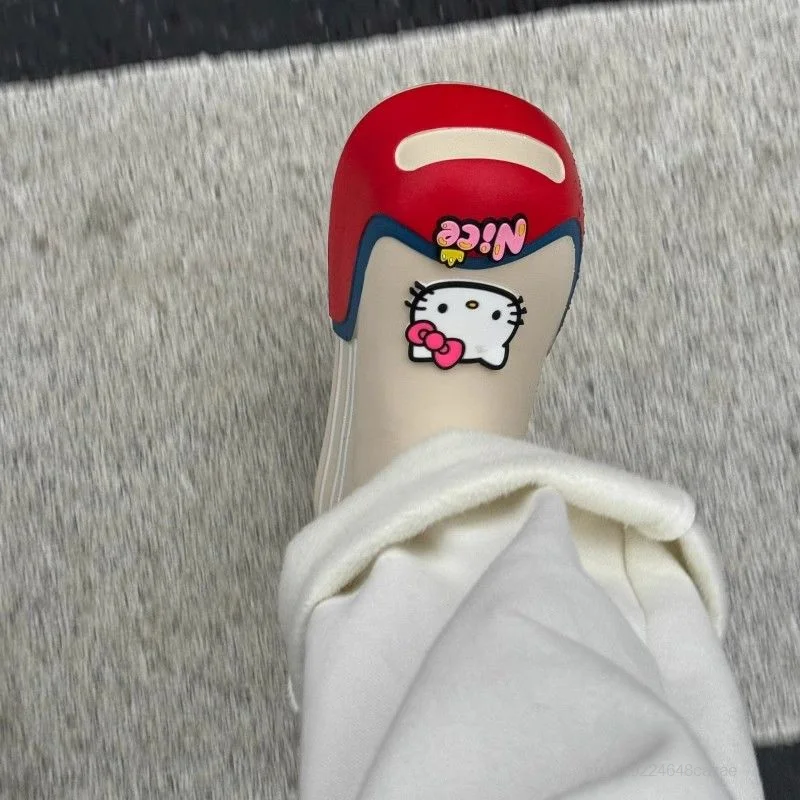 Sanrio Hello Kitty scarpe da pioggia Y2k Cute Summer Versatile suola spessa stivali con punta tonda impermeabili antiscivolo scarpe da pioggia a