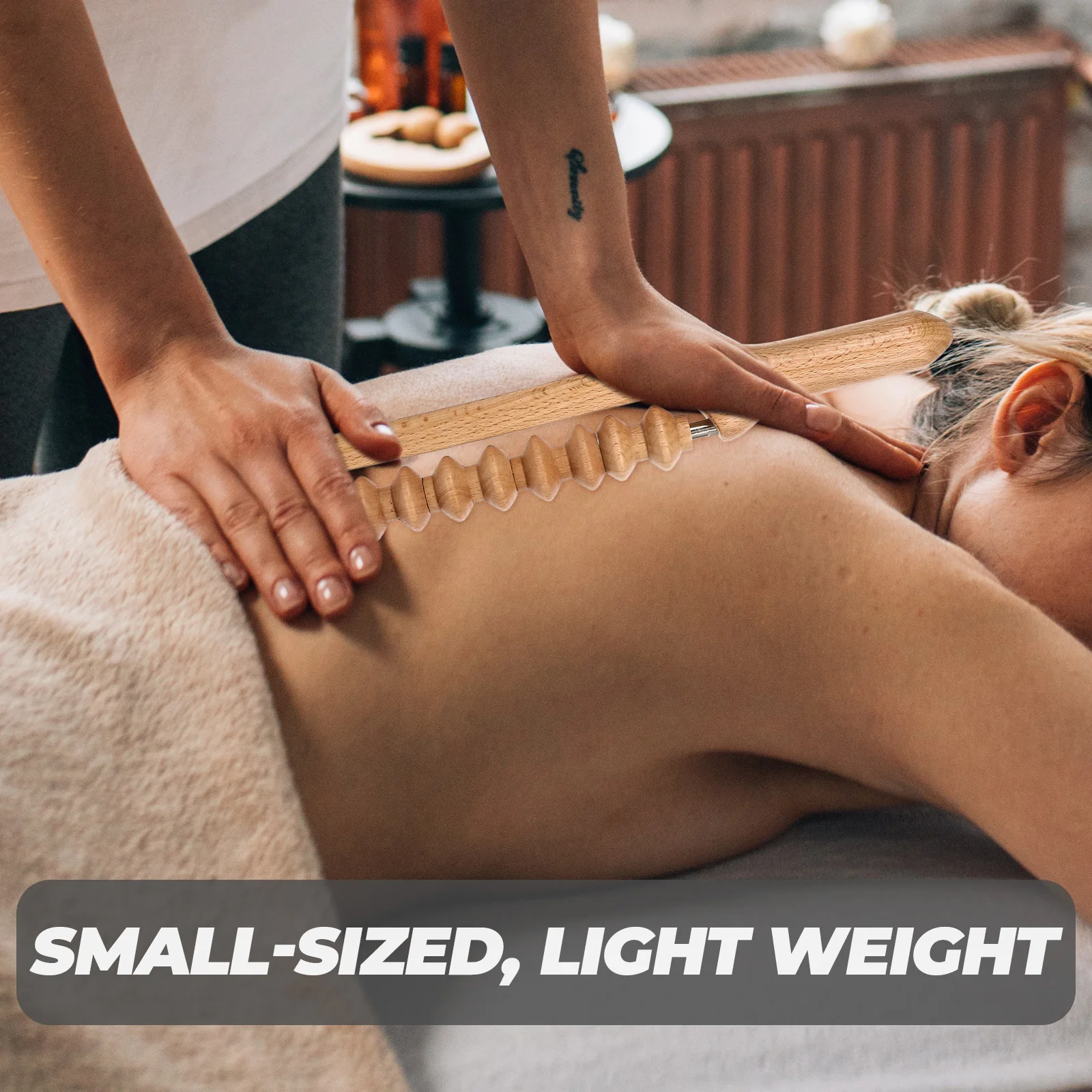 

Portable Back Massager Stick Wooden Muscle Scraping Tool Double-Sided Beads Design Fatigue Relief Gua Sha Roller For Travel Body