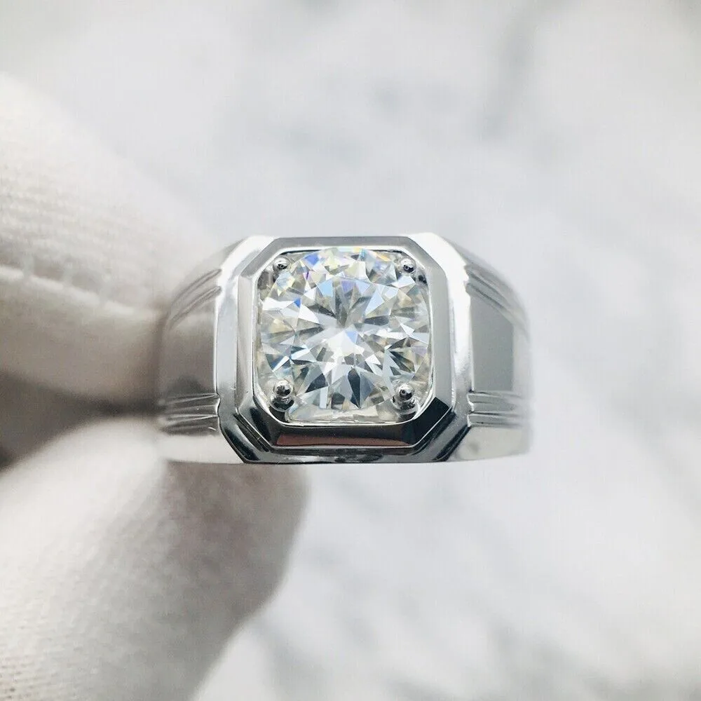 Solid 925 Sterling Silver Ring Fully Set with Moissanite Festive Gift Ideal for Any Occasion