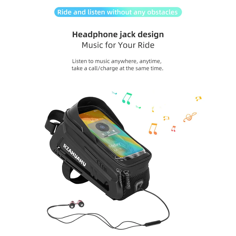 Bike/Bicycle Phone Front Frame Bag with TPU Touch-Screen and Sun-Visor Bike Frame Bag Waterproof for MTB Road Bikes