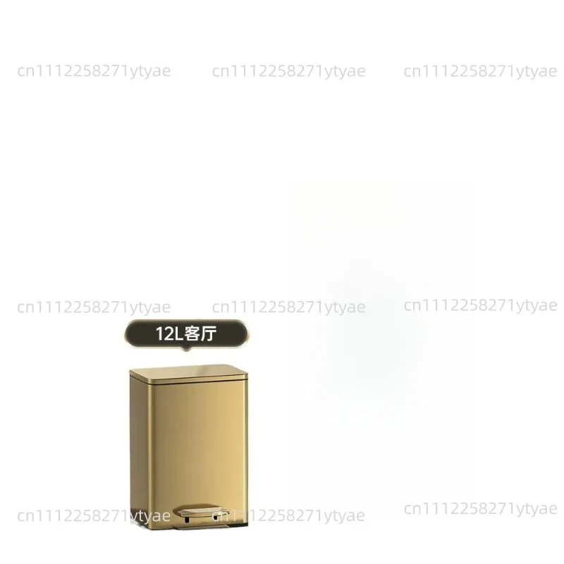 Luxury Golden Stainless Steel Trash Can 9L 12L Aesthetic Garbage Bucket For Living Room Kitchen Bedroom Home Storage