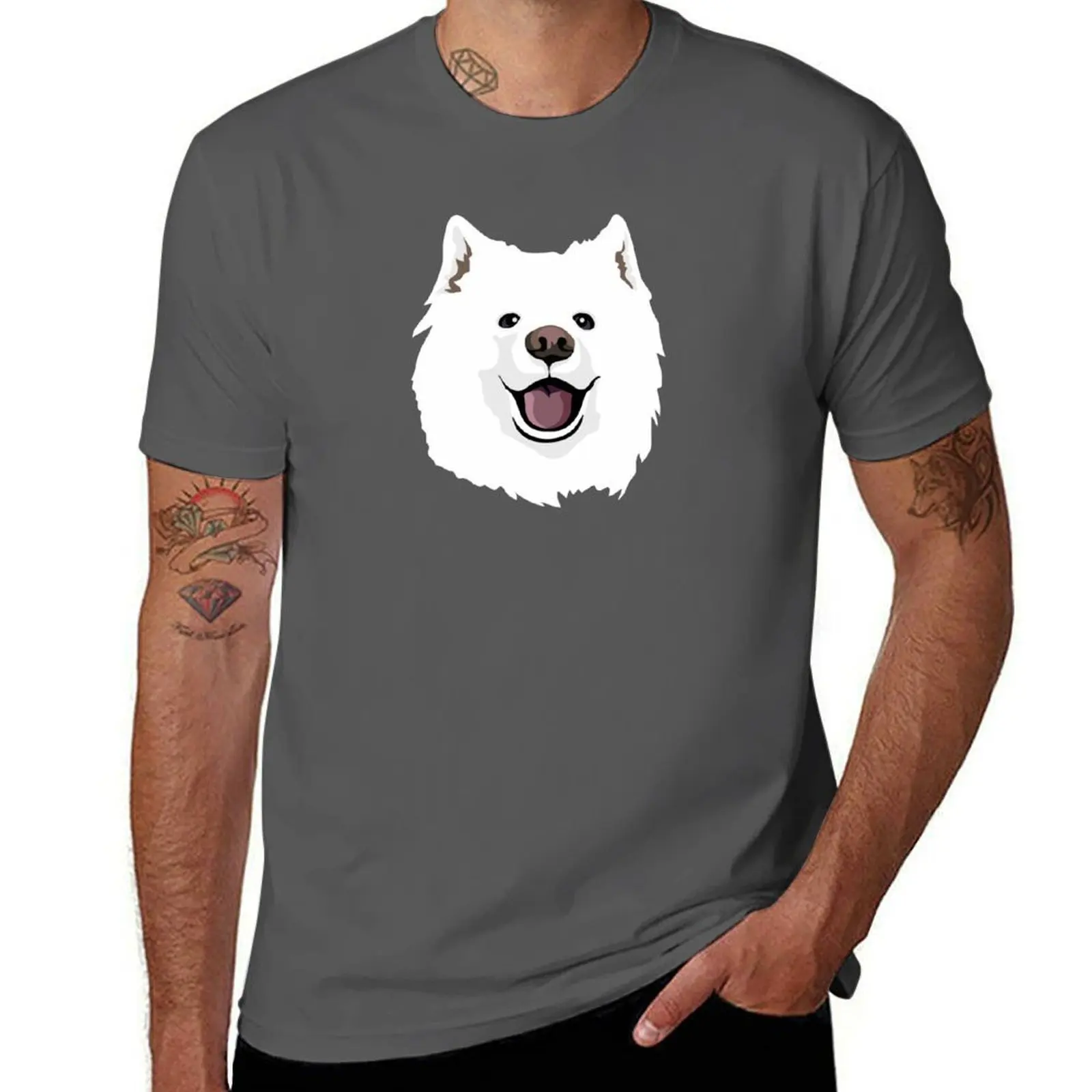 Happy Samoyed T-Shirt Anti-Pilling Casual T-Shirt