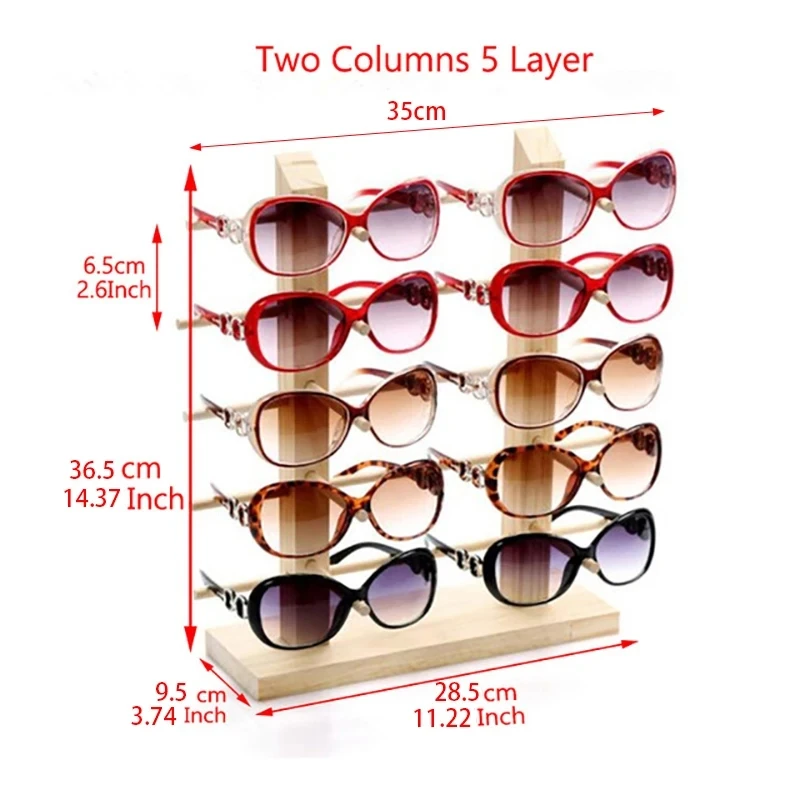 2 spalten 3/4/5/6 Schicht Holz Sonnenbrille Display-ständer Gläser Lagerung Rack Sonnenbrille Organizer Halter Schmuck display Rack