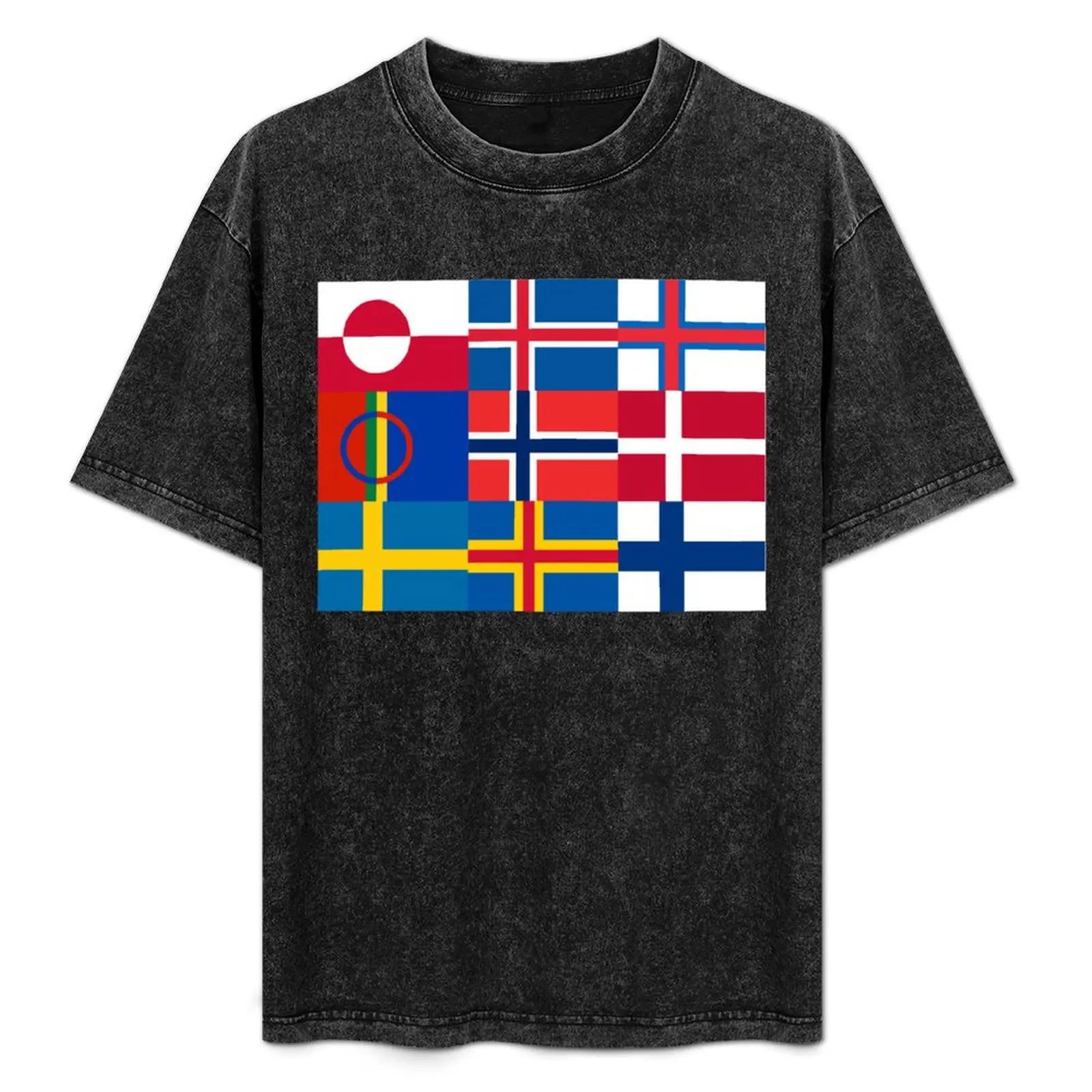 

Nordic Flags Geo East to West T-Shirt men t shirt cotton 100% t shirts for man cotton T-Shirt