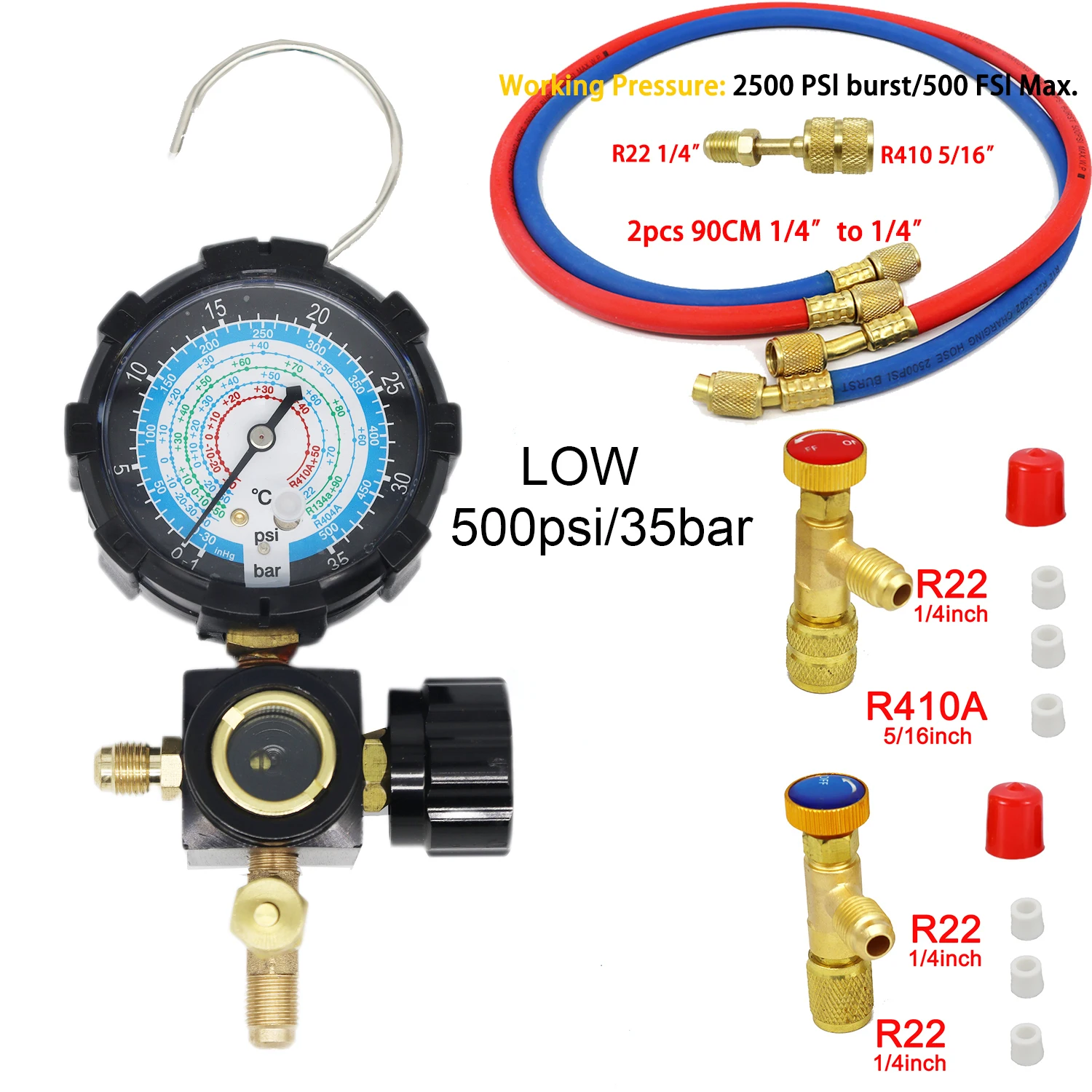 Zestaw do ładowania R410A Wąż do ładowania AC R134A R22 Zestaw węży do manometru kolektora do ładowania klimatyzacji Adapter R410A