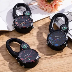 Outdoor bergbeklimmen horloge met kompas Multifunctioneel waterdicht zakhorloge Backpacker accessoires Karabijnhaak sporthorloge