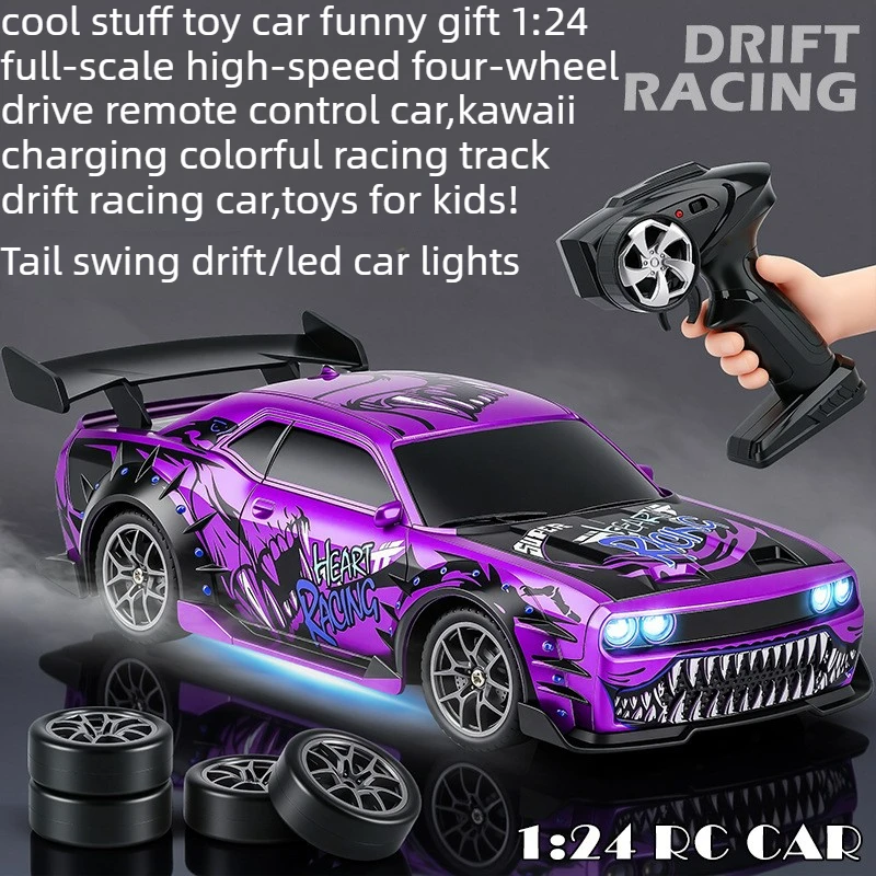 Cool Stuff Toy Car Funny Gift-1:24 High-speed 4WD Rc Cars,Remote Control Car,Kawaii Colorful Racing Rc Drift Car,Toys for Kids
