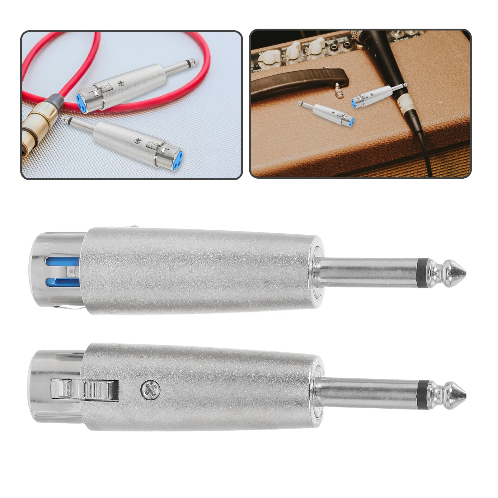 

2Pcs Microphone Adapter 6.35mm to Xlr Female Metal Connector High Precision Stable Transmission for Live Streaming Stage